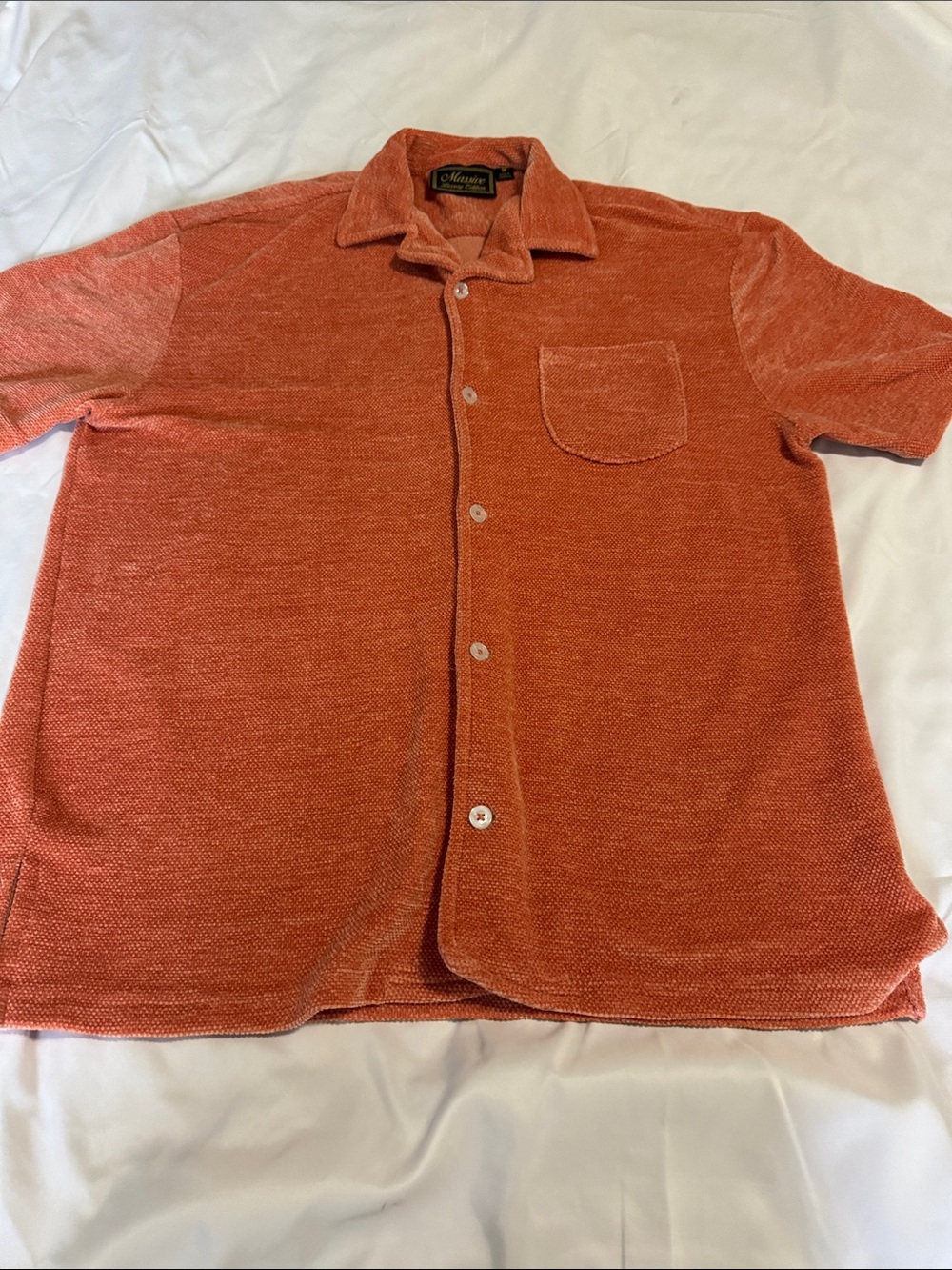 Massive Luxury Short-Sleeve Button-Down Shirt in Rust